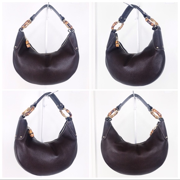 Gucci Brown Pebbled Leather Medium Bamboo Hobo Bag - Picture 8 of 8